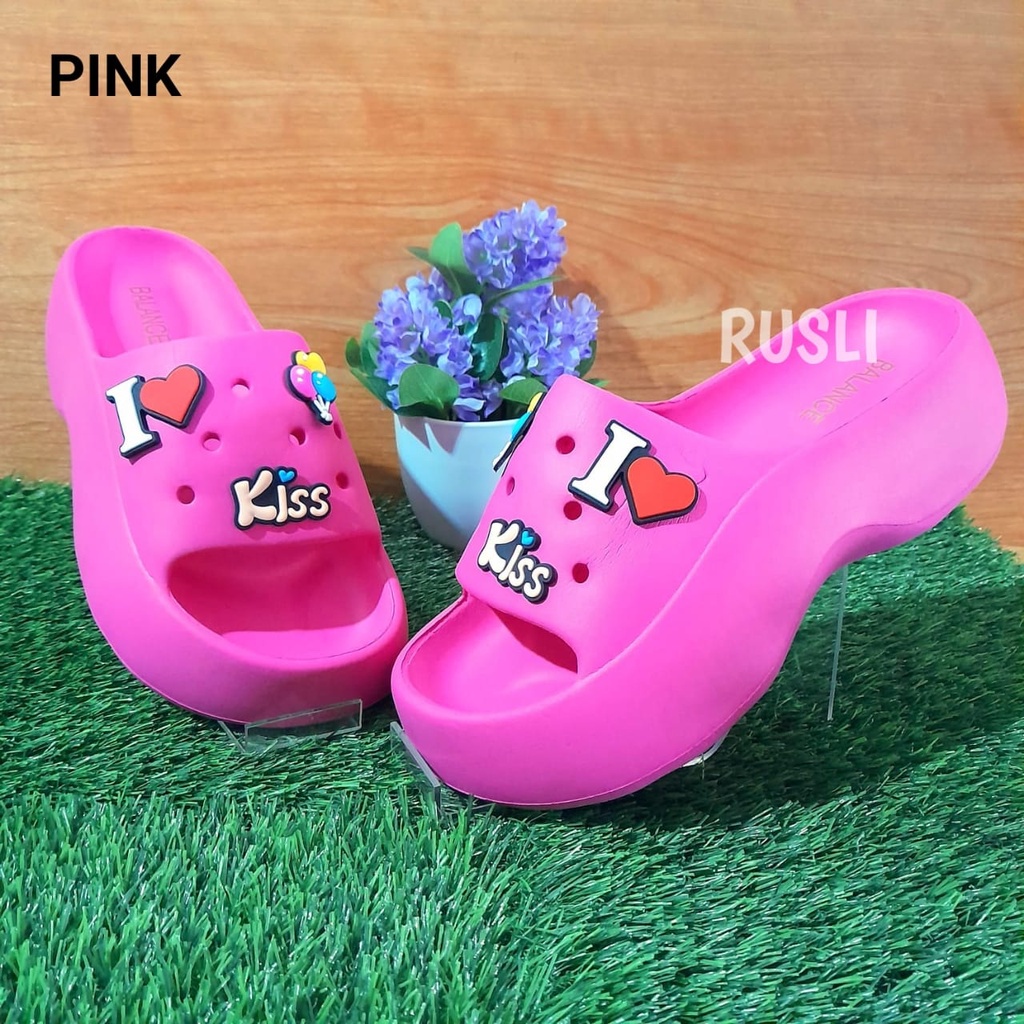 (COD) Sandal Jelly Fuji Wanita Kokop Baim Motif Kiss Balance 7002