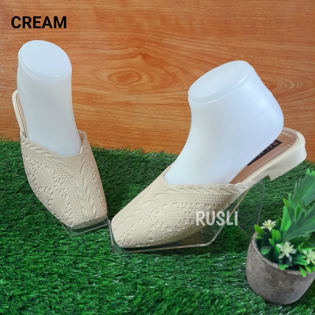 (COD) Sandal Sepatu Hak Garis Wanita Jelly Import Balance 1624-1