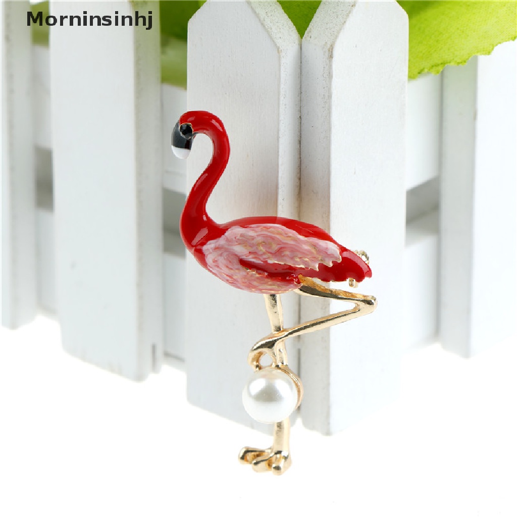 Mornin Bros Flamingo Hidup Unisex Wanita Dan Pria Brooch Pin Burung Baju Mantel Perhiasan id