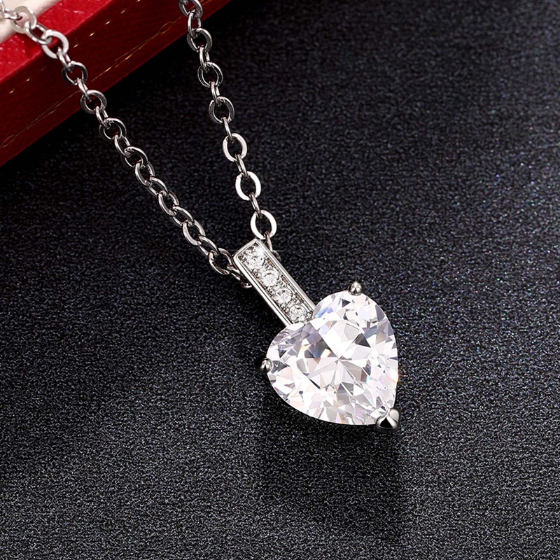 Kalung Liontin Cubic Zirconia Pink Biru Putih Hati Untuk Wanita Pertunangan Pernikahan Trendi Perhiasan Romantis Cinta Necklace