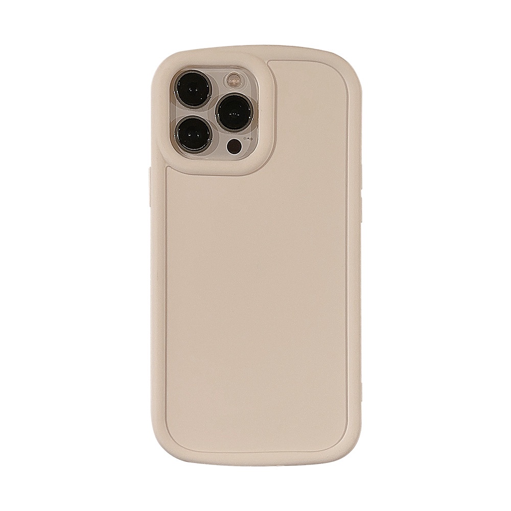 IPHONE Ins Simple Beige Hitam Silikon Case Untuk Iphone14 11 12 13 PRO MAX Casing Cover Pelindung AT0071