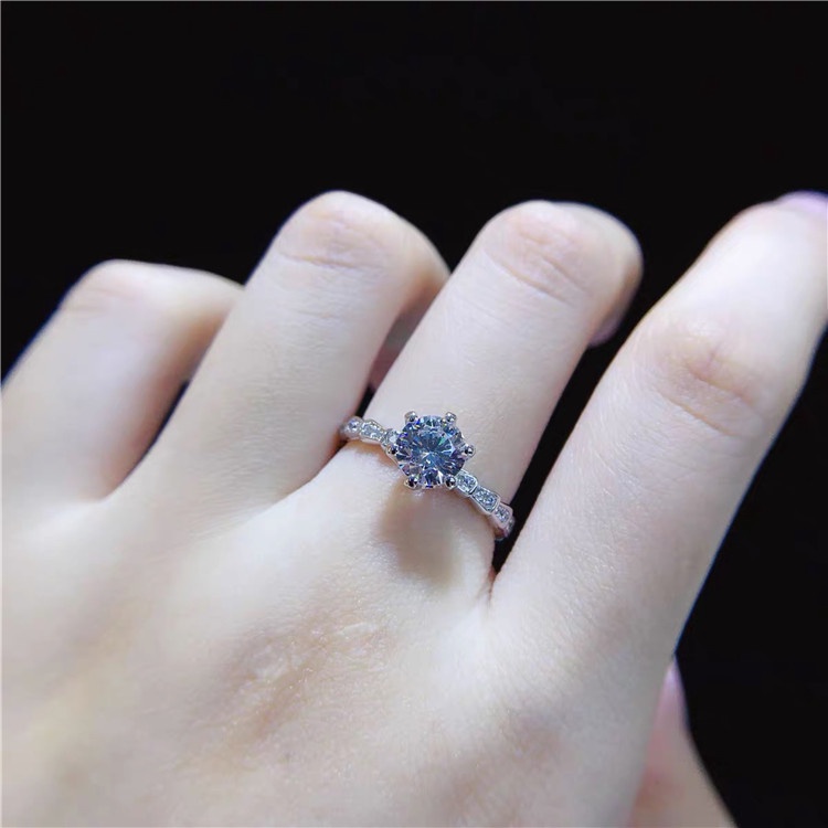 Goldkingdom Aksesoris Perhiasan Fashion Ready Stock Desain Kreatif Ular Mosan Batu Cincin Dengan Delapan Hati Dan Delapan Panah Dan Berlian Karbon Tinggi Pembukaan Cincin Perempuan