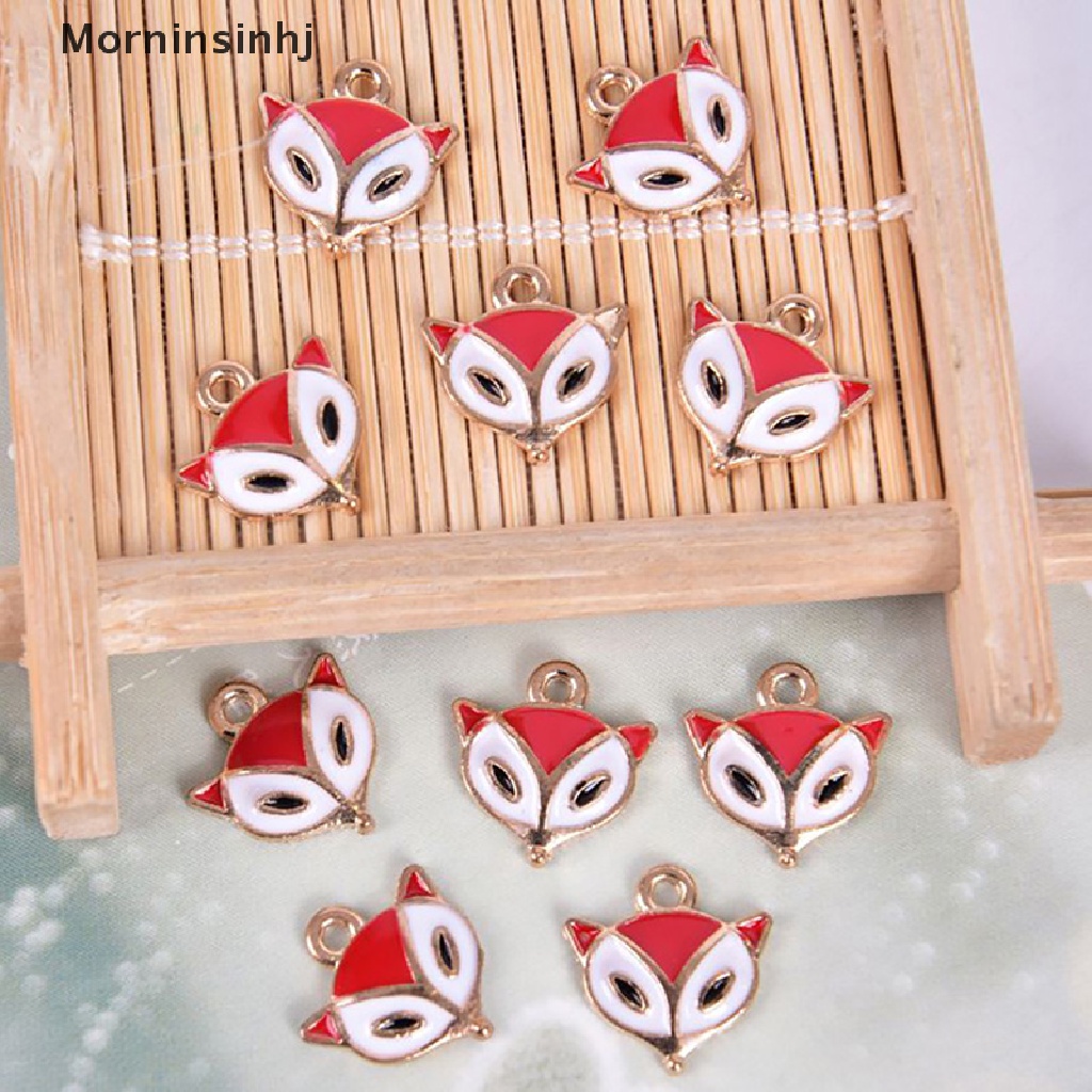 Mornin 10Pcs/Set Enamel Alloy Rubah Kelinci Ch Liontin Perhiasan DIY Membuat Craft Hadiah id