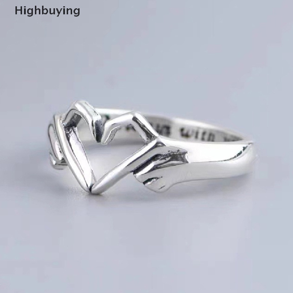 Hbid Fashion Cincin Pasangan Hati Tangan Ganda Untuk Wanita Perhiasan Yang Dapat Disesuaikan Hadiah Hari Valene Glory