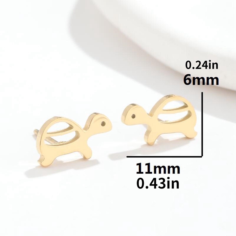 Anting Kura-Kura Lucu Stainless Steel Turtles Stud Earring Hewan Kecil Ear Studs Untuk Wanita Gadis Perhiasan Hadiah