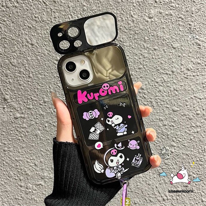 IPHONE Kartun Mickey Minnie Mouse Kompatibel Untuk Iphone11 7 8 Plus XR 14 13 12 11 Pro MAX X XS MAX SE 2020 Kuromi Lucu Shockproof Creative Flip Make Up Mirror Soft TPU Case