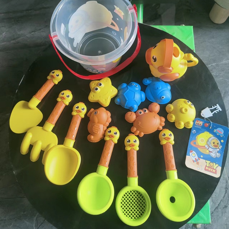 Bebek Kuning Kecil Lucu 14pcs set Mainan Pantai Anak Bermain Pasir Dan Air Di Pantai beach bucket Sekop Pasir Alat Pantai