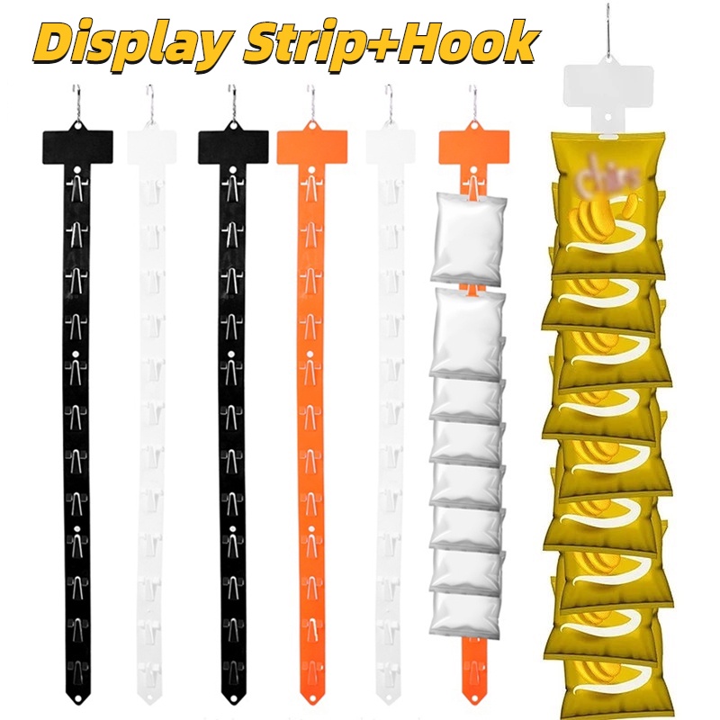 Strip Display Makanan Supermarket Mall Plastik Dengan Pengait/Promosi Komoditi Penyimpanan Barang Snack Strip Gantung