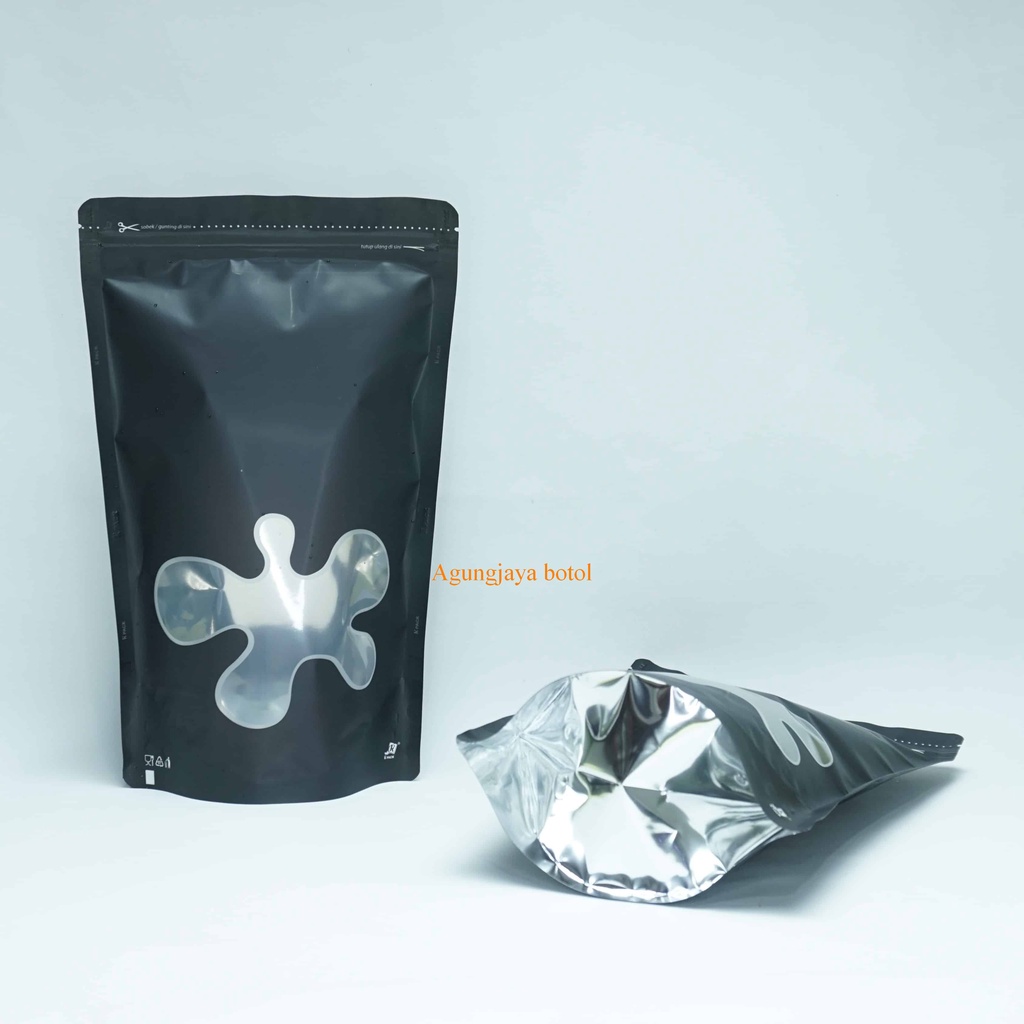 Pouch Window Transmetz Hitam Z @ Pcs Series / Plastik / Plastik Kemasan / Kemasan Kopi / Kemasan Sna