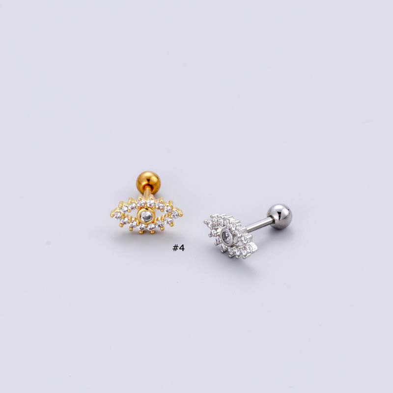 1biji2023new Mahkota Ular Bentuk Mata Rantai Menjuntai Helix Pinna Lobe Piercing 16Gauge Earring Stud Stainless Steel Dengan Zircon