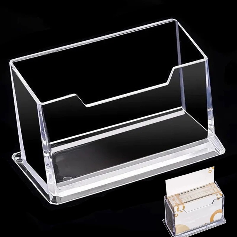 Holder Kartu Nama Transparan/Akrilik Display Stand Card Case/Tempat Kartu Desktop Plastik Holder Perlengkapan Kantor