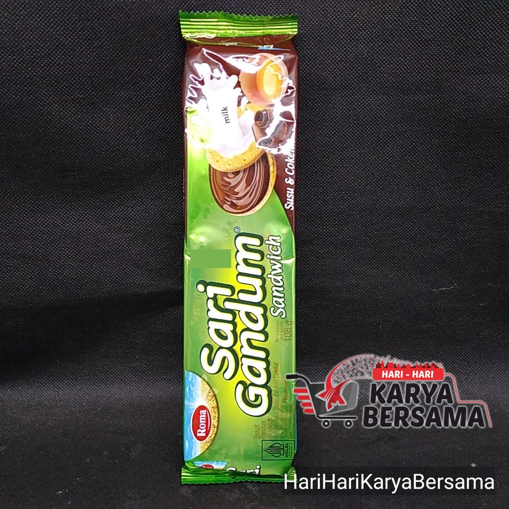 

BISKUIT ROMA SARI GANDUM SANDWICH SUSU & COKELAT 108GR