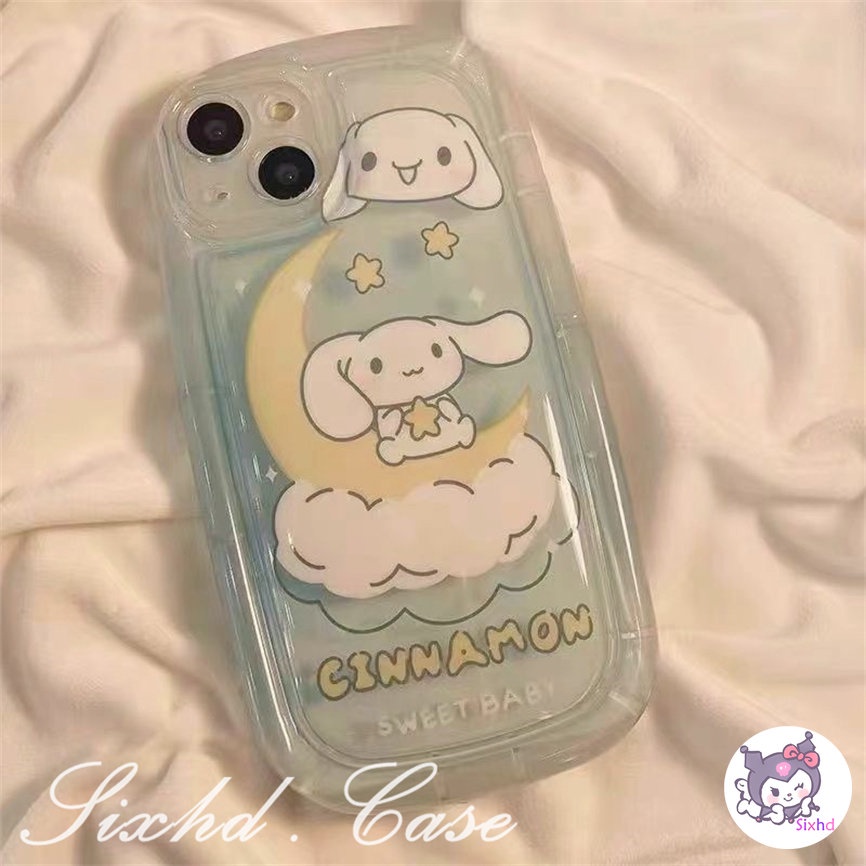 Untuk OPPO A77s A57 A17 A16 A15 A95 A96 A76 A74 A54 A53 A33 A32 A7 A3s A5s A5 A9 A94 A92 A52 F11 Fashion Bulan Kelinci Kartun AirBag Case Lembut Perlindungan Lensa Kamera Penutup Belakang