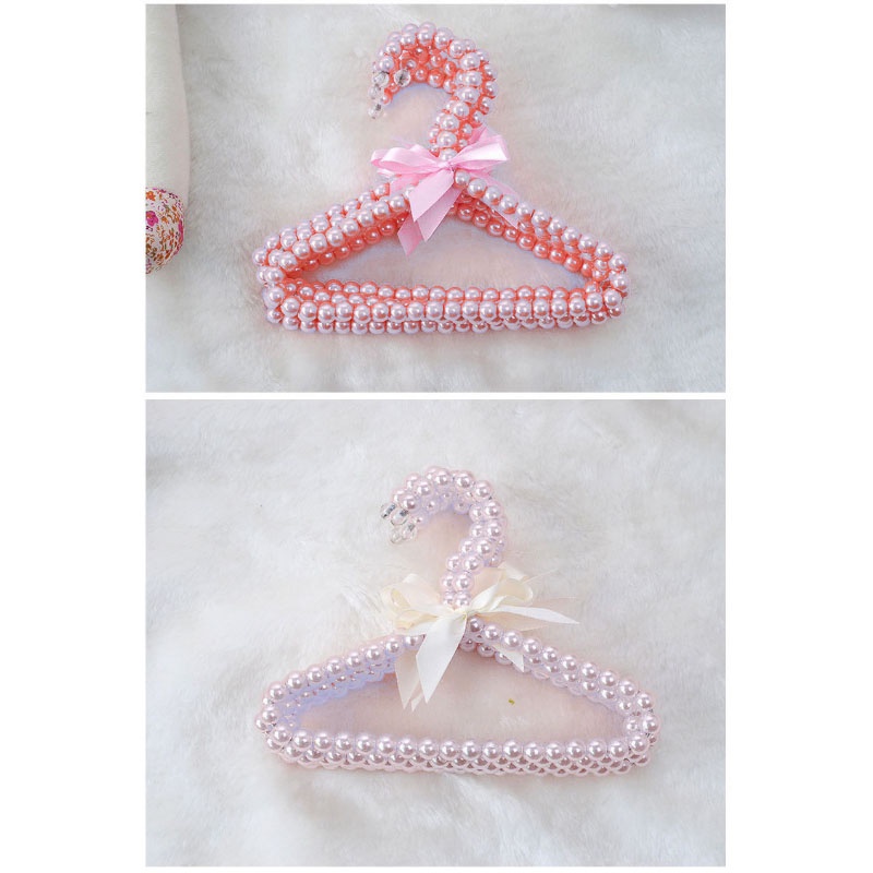 1pc Gantungan Mutiara Anjing Kualitas Bagus Stainless Steel Pink/Putih Baju Anjing Cantik Gantungan Girly Heart Pearl Hanger Rack Cat/Dog Clothing Pet Supplies Hanger