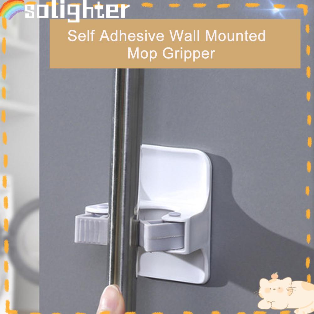 Solighter Broom Holder Home Reusable Self Adhesive Dustpan Hanger/Gantungan Sapu Alat Sapu Rumah