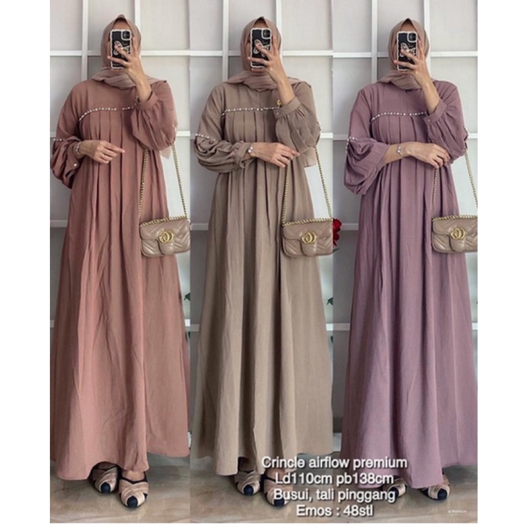 Terbaru ✨ Homedress Muslim Gamis Medina Mutiara Crinkle Premium Mewah Ada✅ / Nazareth Gamis Airflow 