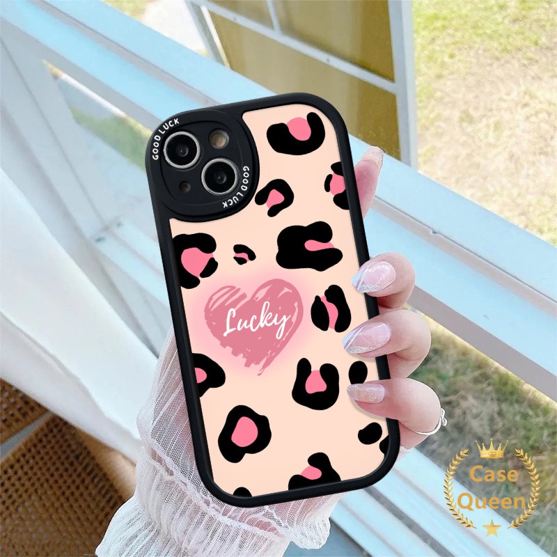 Casing Motif Leopard Hati Cinta Keberuntungan Oppo A55 A1K A3S A77s A12 A76 A5 A15 A58 A7 A9 A16E A17 A54 A5s A96 A95 A74 A16 A78 A57 A16K A17K Reno 7Z 5F 7 8 5Z 5 A31 Couples Lembut Sarung