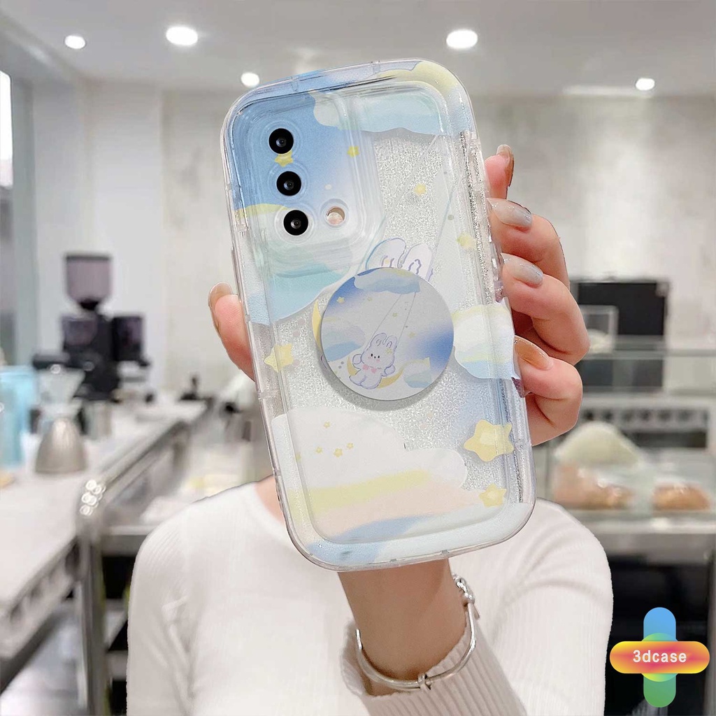 Soft Case Realme 10 5S 5 5i 9i C17 7i C11 2021 C21Y C30 C30S C33 C31 C35 C15 C21 C25 C20 C3 C12 C2 C25S C1 C25Y C2 C3i 6i C20A  Narzo 20 10 10A 20A 30A 50i 50A Prime A7 A5S A15 A16 A17 A53 A53S A57 A77 Ins Nebula Rabbit Soap Shockproof Cover With Stand