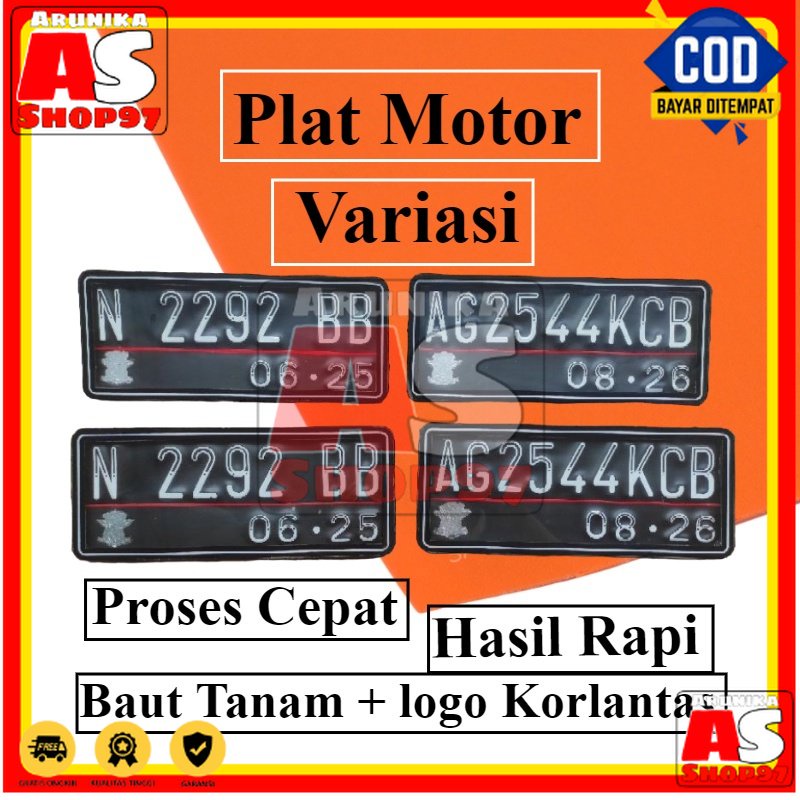 Nomor plat motor variasi + Request nama + Baut tanam SEPASANG