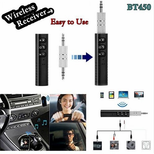 【3.5Mm】Bluetooth Wireless Receiver BT-450 Adaptor Pemancar Penerima Bluetooth Nirkabel 5.0 untuk Speaker Audio Musik Mobil Aux Hp Penerima Bebas Genggam