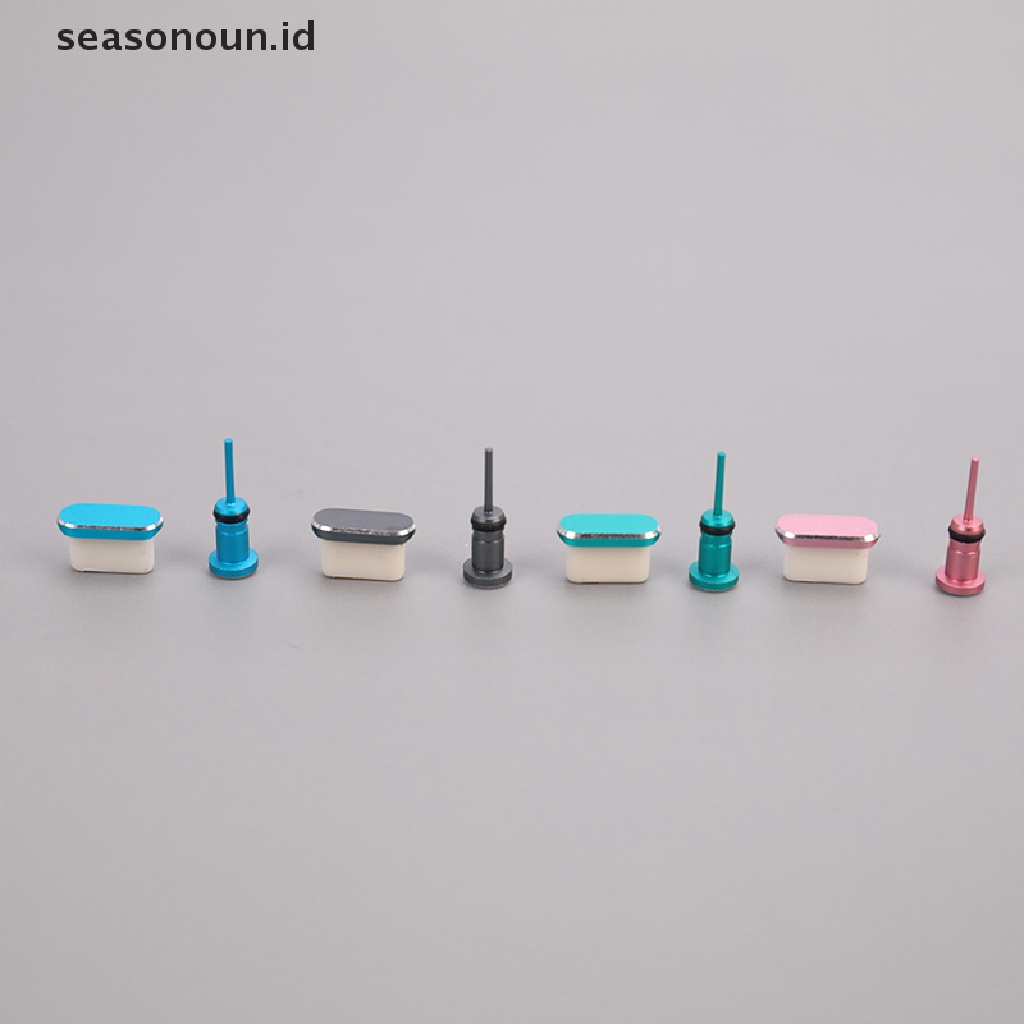 Seasonoun 1Set Port Pengisian Telepon Tipe C 3.5mm Earphone Jack Sim Card USB C Colokan Debu.