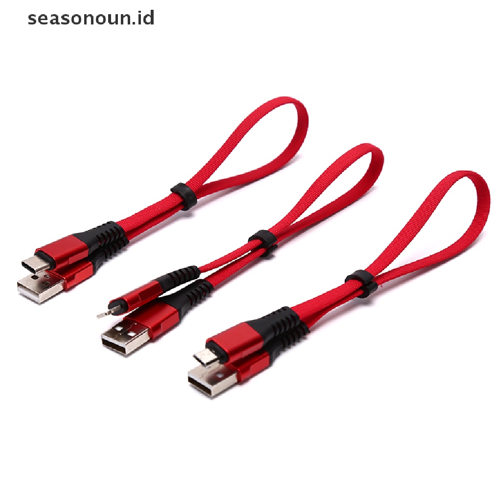 Seasonoun 30CM Mini Short 2.4A Quick Charging Micro USB Type-C Kabel Charger Data Sync.