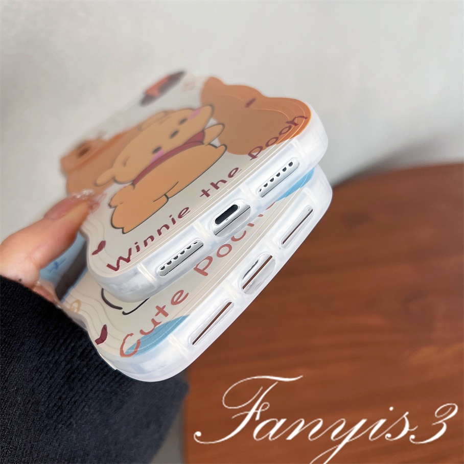 Compatible For iPhone 14 13 12 11 Pro Max X XR Xs Max 8 7 6 6s Plus SE 2020 Kompatibel Untuk Kartun Anjing Dan Beruang Gelombang Frame Phone Case TPU Lembut Cover Pelindung