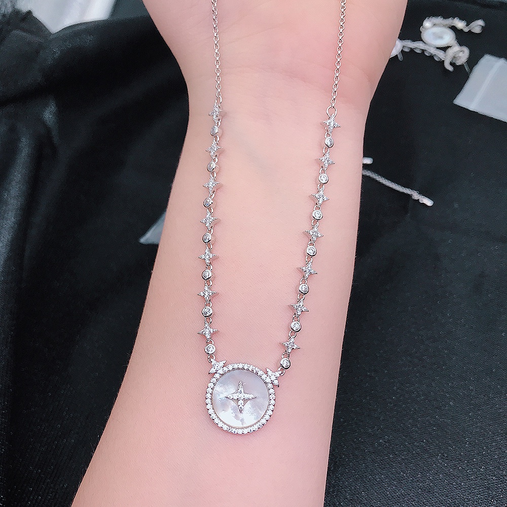 Goldkingdom Fashion Perhiasan Aksesoris Ready Stock Bintang Ibu-Mutiara Gelang Perempuan Mewah Kalung Temperamen Shell Anting Geometris Telinga Perhiasan Perempuan