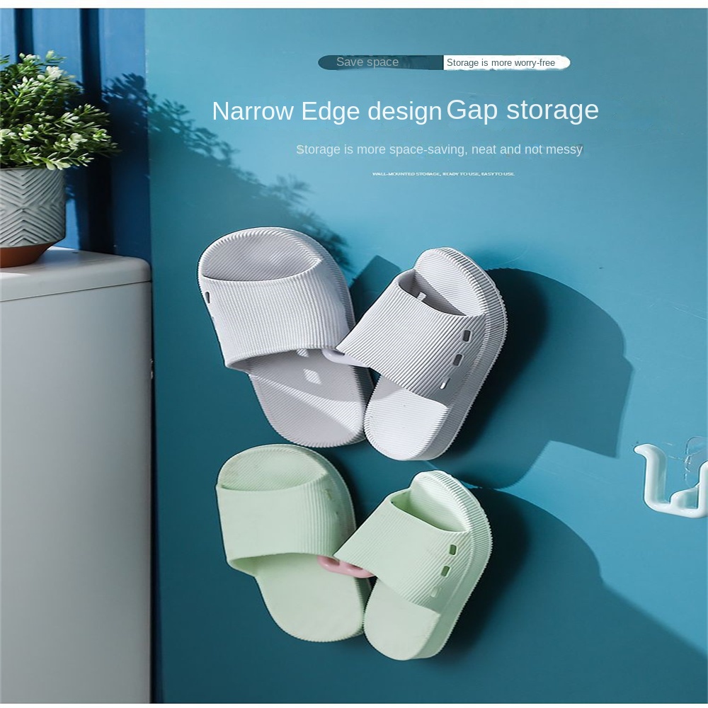 ღ Punch-Gratis Kamar Mandi Sandal Rak Dinding Gantungan Sepatu Hook Non Berlubang Toilet Sepatu Tiriskan Rak rumah Tangga Hemat Ruang Rak Sepatu