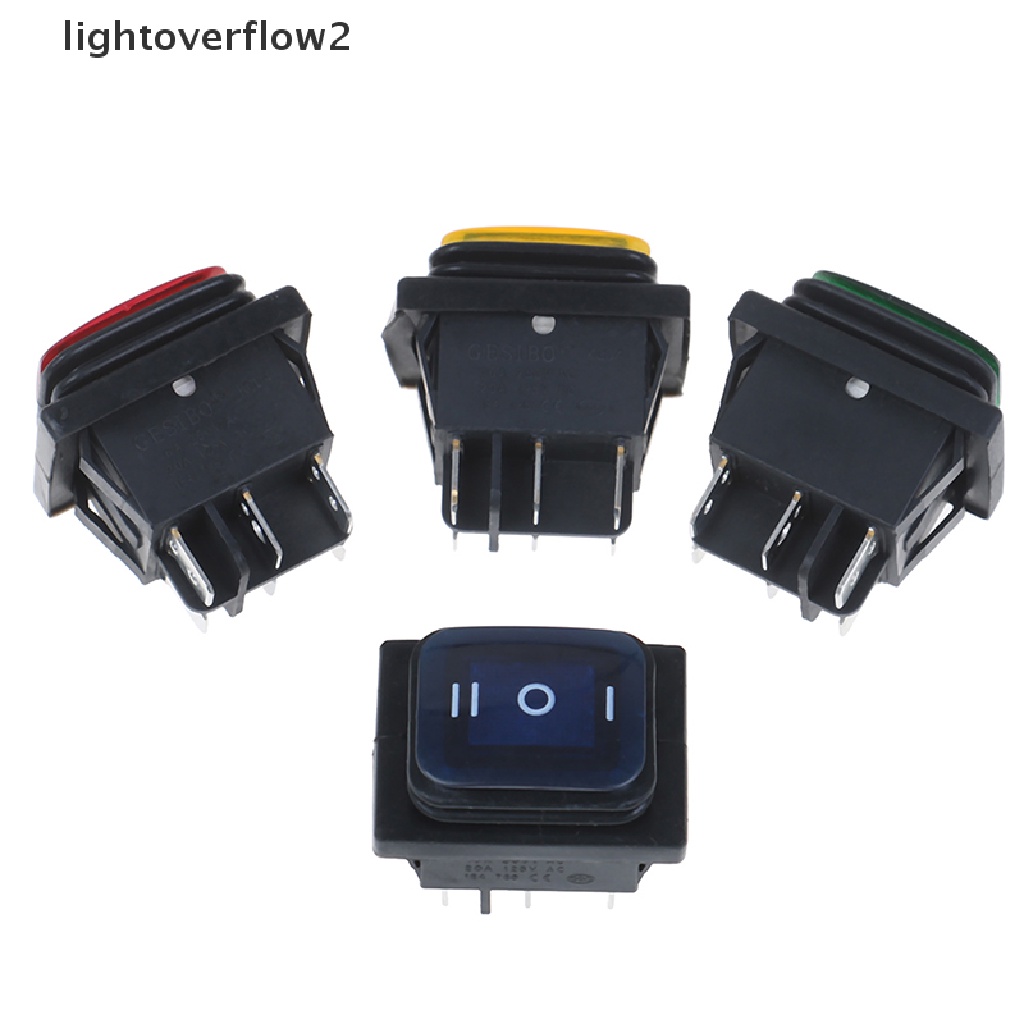 [lightoverflow2] 1pc 30A/250V 6Pin Saklar Rocker Toggle Perahu Otomatis Tahan Air Dengan LED 12V 220V [ID]