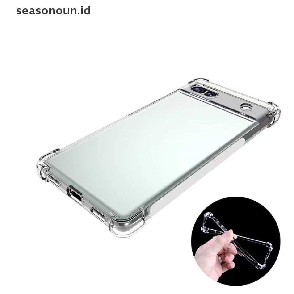 Seasonoun Untuk Pixel6 7 Pro Case Transparan TPU Penyerap Goncangan Fleksibel Phone Cover.