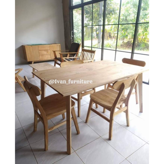 SET MEJA MAKAN JATI KURSI 4 ROPAN MENTAH