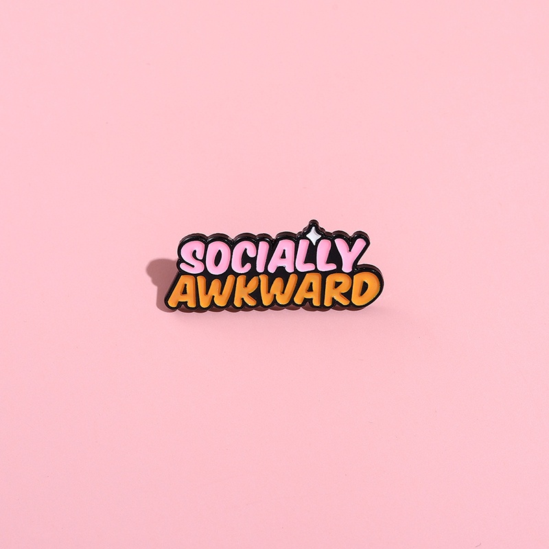 Warna-warni Sosial Canggung Enamel Pin Kreatif Surat Quotes Bros Lencana Kerah Pin Lucu Perhiasan Hadiah Untuk Teman