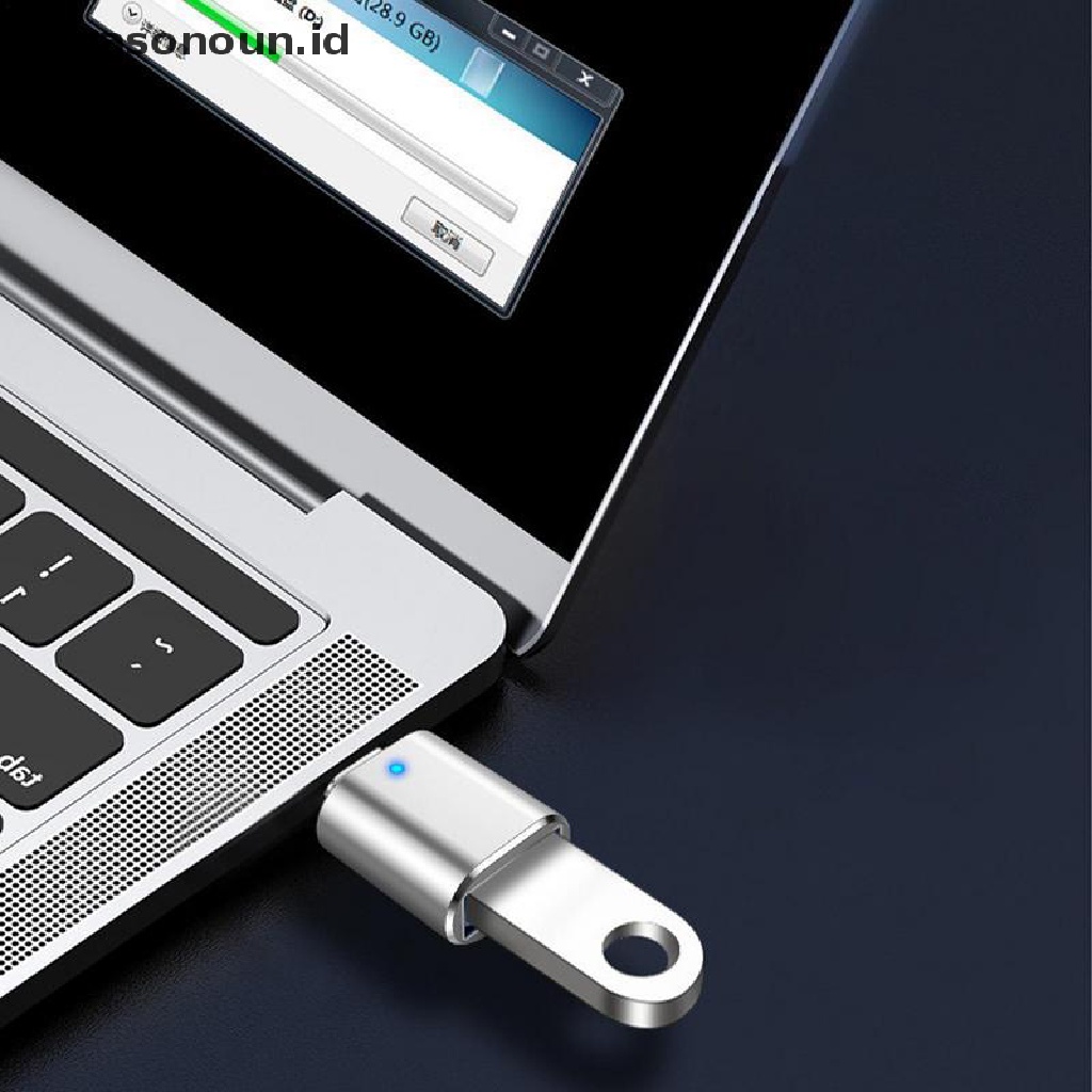 Seasonoun OTG Adapter Konektor Tipe C Ke USB3.0 Dengan Indikator Untuk Ponsel Kabel Data Male to Female Converter Rechargeable USB Drive Card Reader Adapter.