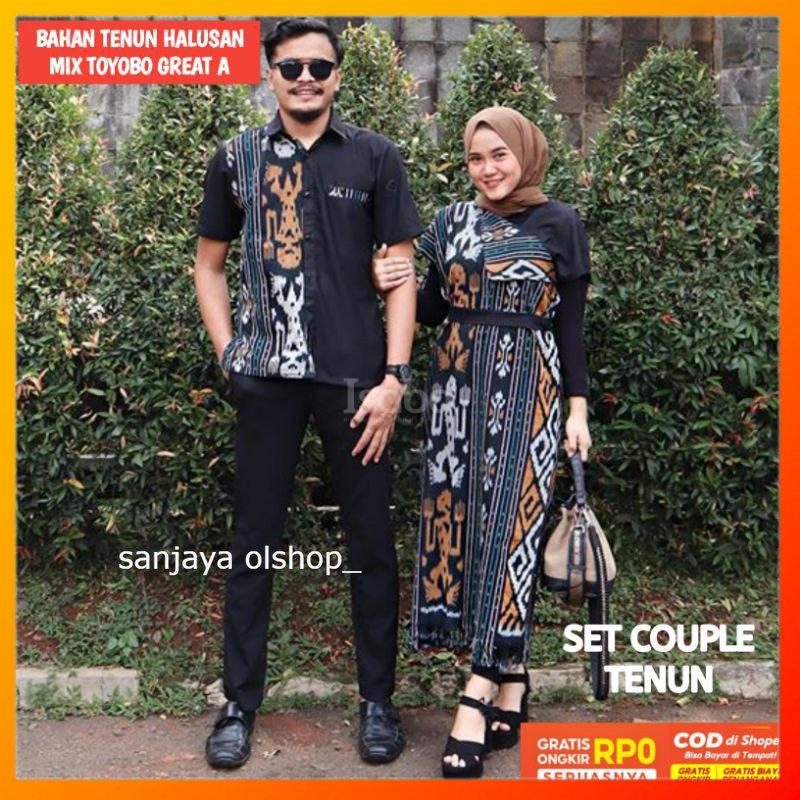 baju batik tenun [READY STOK] couple set tenun - set couple tenun - couple kondangan - sarimbit kelu