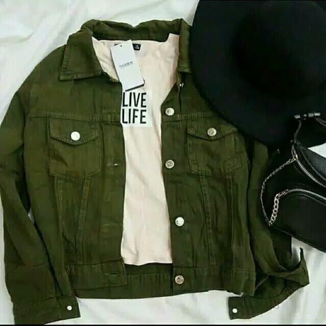 Jaket Wanita jeans army RO wanita jeans hijau army
