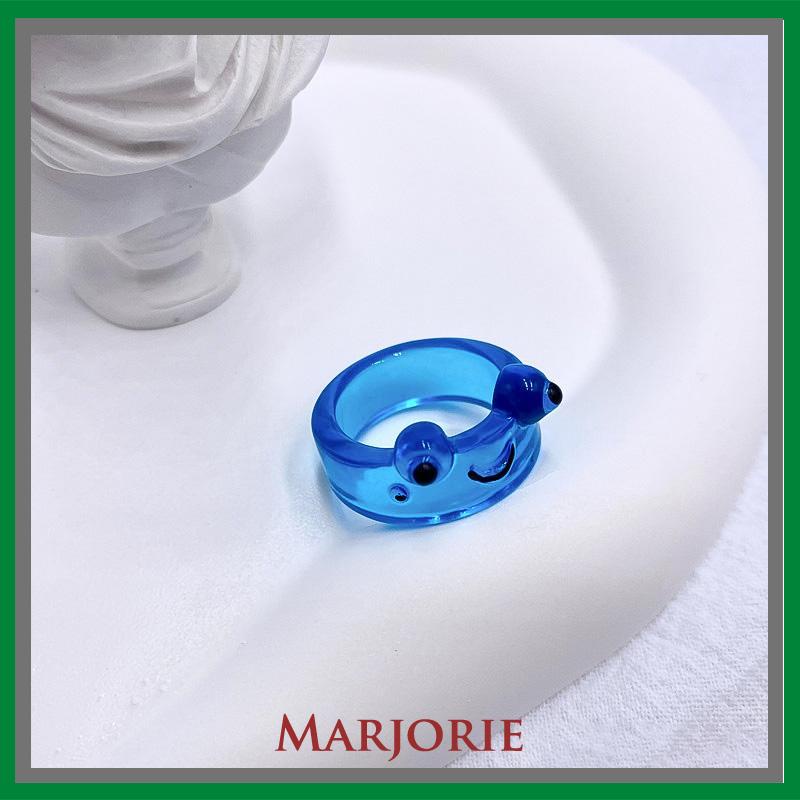 Katak Resin Cincin Warna-warni Kepribadian Hewan Kartun Cincin Jari Lucu-MJD