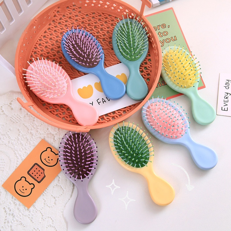 Sisir Pijat Cermin Saku Mini Lucu Portabel/Sisir Sikat Rambut Pijat Makeup Lembut Kartun Dengan Cermin Sisir Lipat Cewek