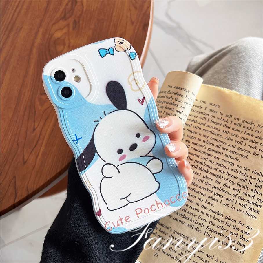 Compatible For iPhone 14 13 12 11 Pro Max X XR Xs Max 8 7 6 6s Plus SE 2020 Kompatibel Untuk Kartun Anjing Dan Beruang Gelombang Frame Phone Case TPU Lembut Cover Pelindung