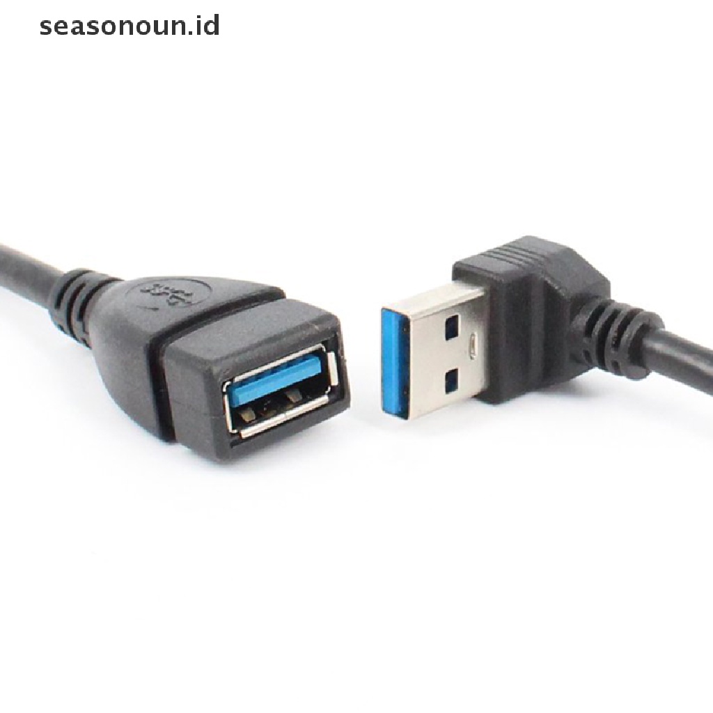 Seasonoun Kabel Ekstensi USB 3.0 Atas Bawah Kiri Kanan Sudut 90derajat Male To Female Speed Kabel Data Komputer Laptop Sambung Kartu Jaringan U Disk.