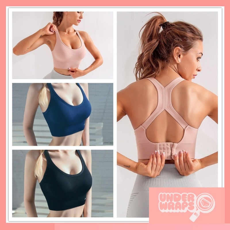 Sport Bra Tanpa Kawat Yoga Running Jump Rope Fitness Adjustable Squat Push-Up Shockproof bh Gym 2021