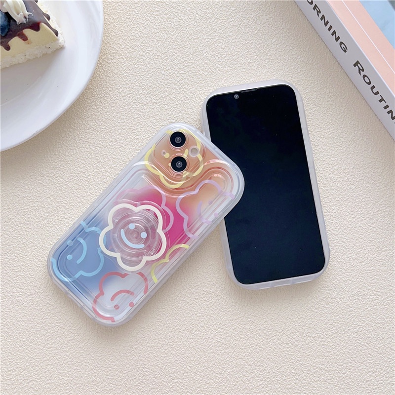 IPHONE Airbag Anti Jatuh Wajah Tersenyum Bunga Casing Ponsel Iphone11 12 13 14 Pro Max X Xs Max Xr 7 8 Plus Shockproof Case Cover