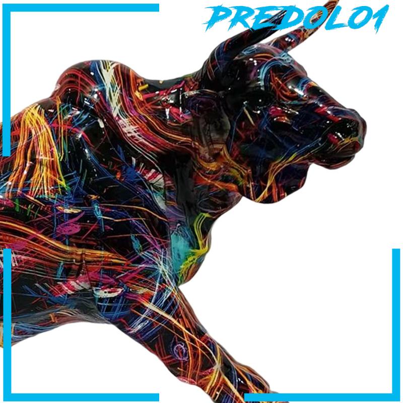 [Predolo1] Patung Patung Hewan Tabletop Artwork Scrawl Cow Figurine Untuk Rak Buku
