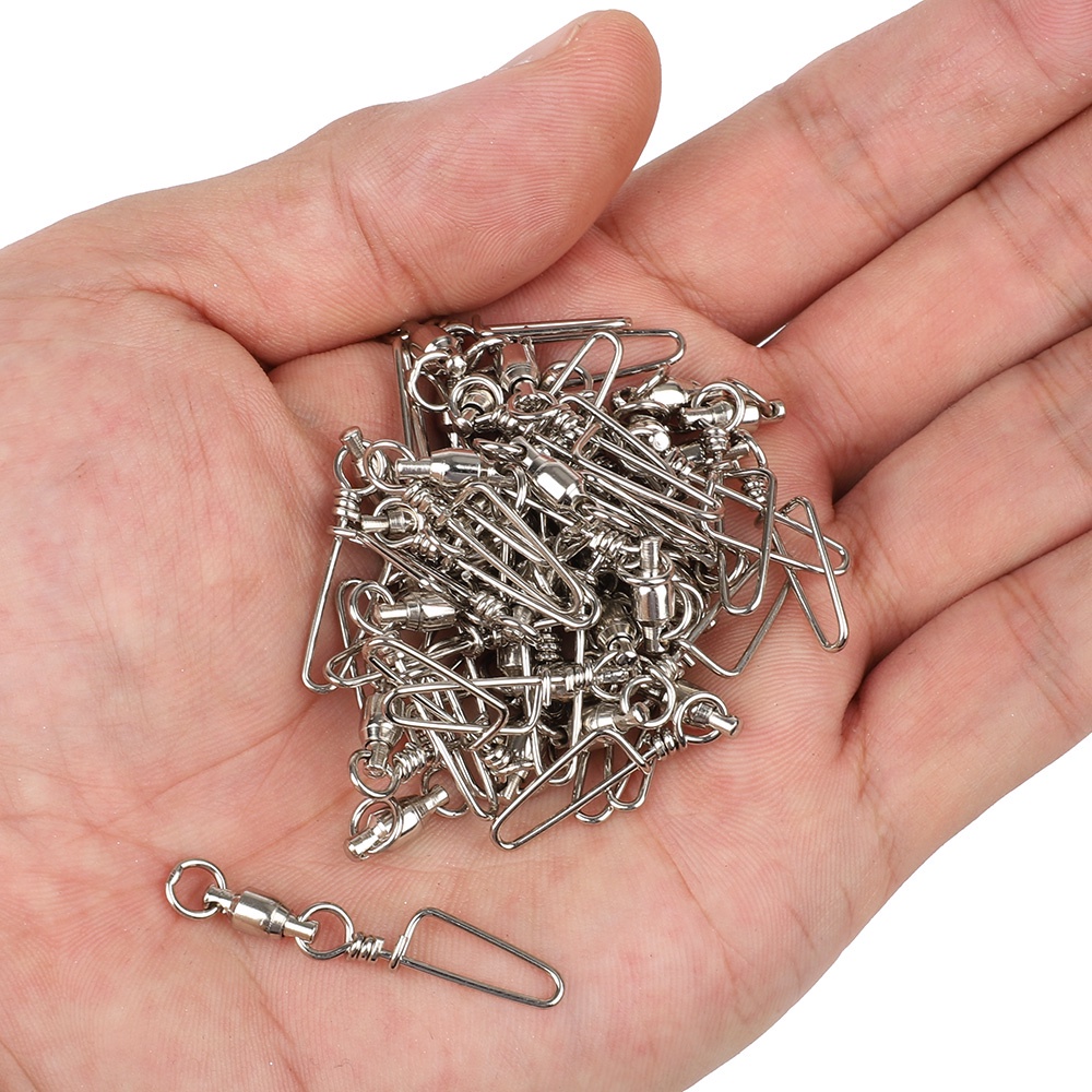 Memancing Aksesoris 10 Pcs Memancing Cincin Kekuatan 26Lb-500Lb Perak Kekuatan Tinggi Bola Bearing Putar Jig Padat Dilas Cincin Air Asin Aksesoris Stainless Steel Ring Snaps Putar