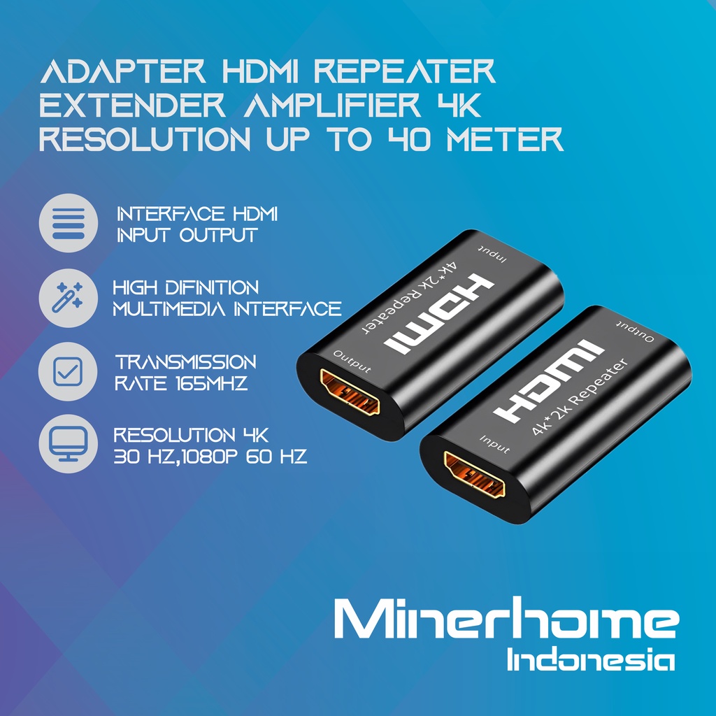 Adapter HDMI Repeater Extender Amplifier 4K Resolution Up To 40 Meter