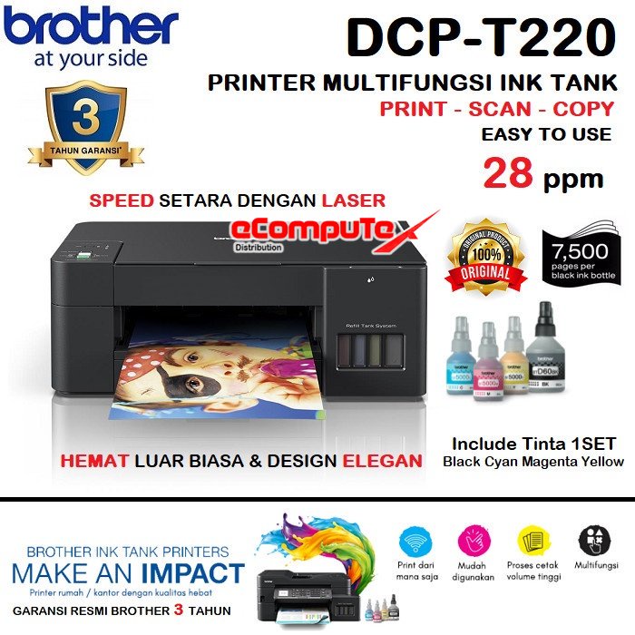 PRINTER BROTHER DCP T220 / T 220 ALL IN ONE PRINT SCAN COPY REFILL TANK GARANSI RESMI