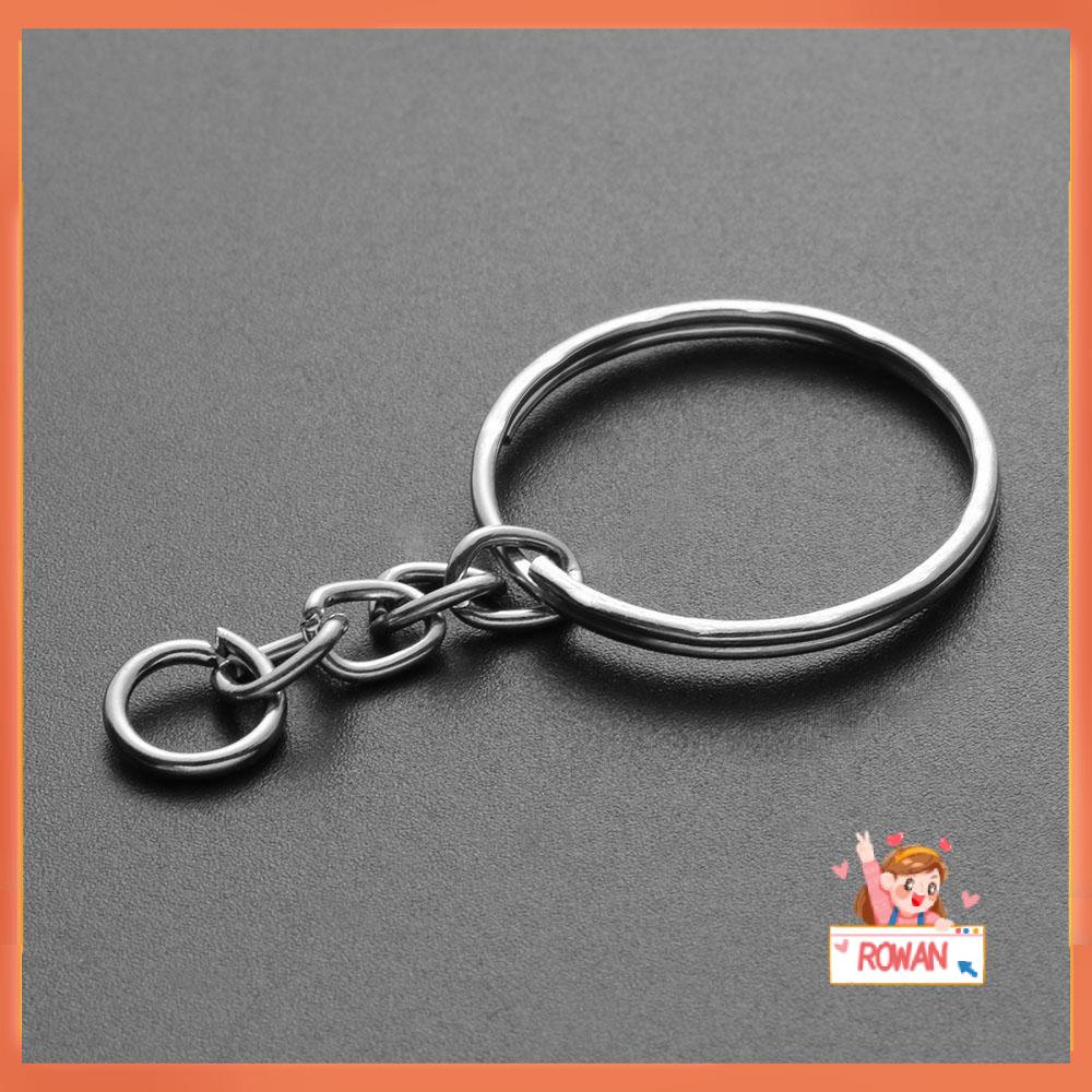 R-flower 25mm Keyring Metal Polished Silver Split Ring Kunci Fob