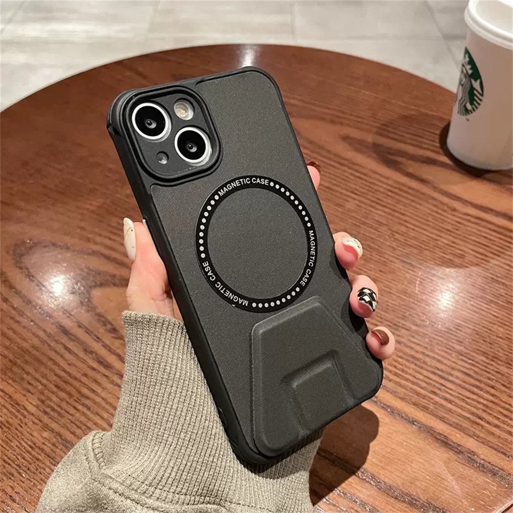 Casing Magnetik+bracket Multi Fungsi iPhone 14 Pro Max Plus case iPhone 11 13 12 Pro Max Kulit Mewah Tertutup Penuh Casing Perlindungan Kamera shockproof