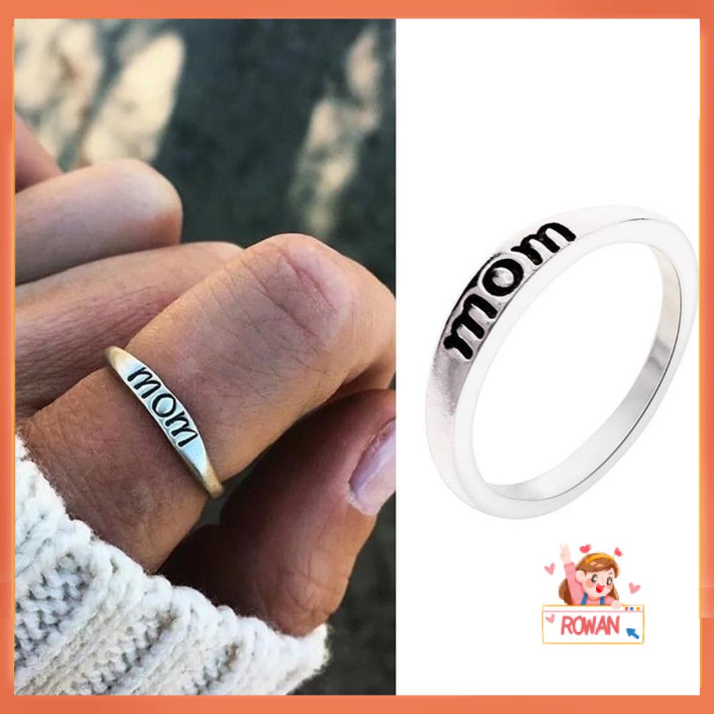 R-flower Mom Letter Ring Elegan Wanita Love Family