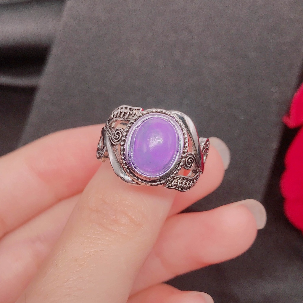 Goldkingdom Aksesoris Perhiasan Fashion Ready Stock Amethyst Ring Untuk Wanita Eropa Dan Amerika Retro Cincin Perak Dengan Berlian